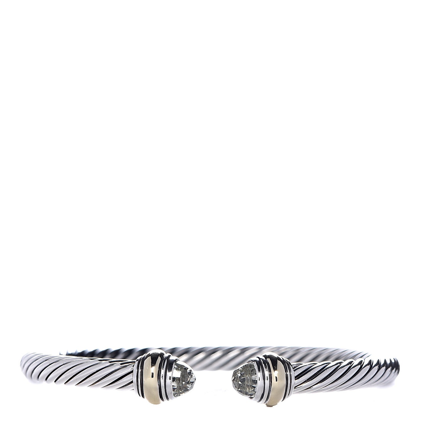 Sterling Silver 14K Yellow Gold Prasiolite 5mm Cable Classics Bracelet