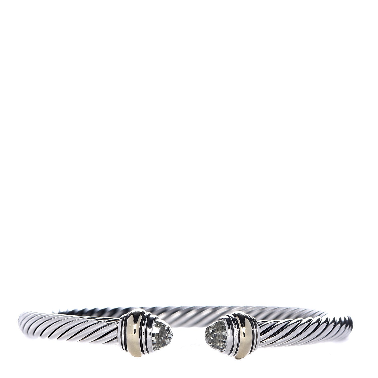 David Yurman Sterling Silver 14K Yellow Gold Prasiolite 5mm Cable Classics Bracelet 1 of 4