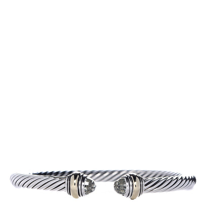 David Yurman Sterling Silver 14K Yellow Gold Prasiolite 5mm Cable Classics Bracelet 1 of 4