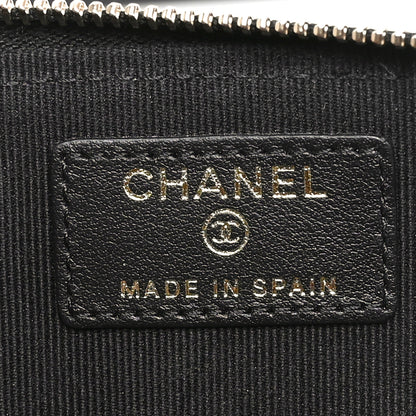 Chanel Caviar Quilted Crystal Zip Card Holder Wallet Black 6 of 9
