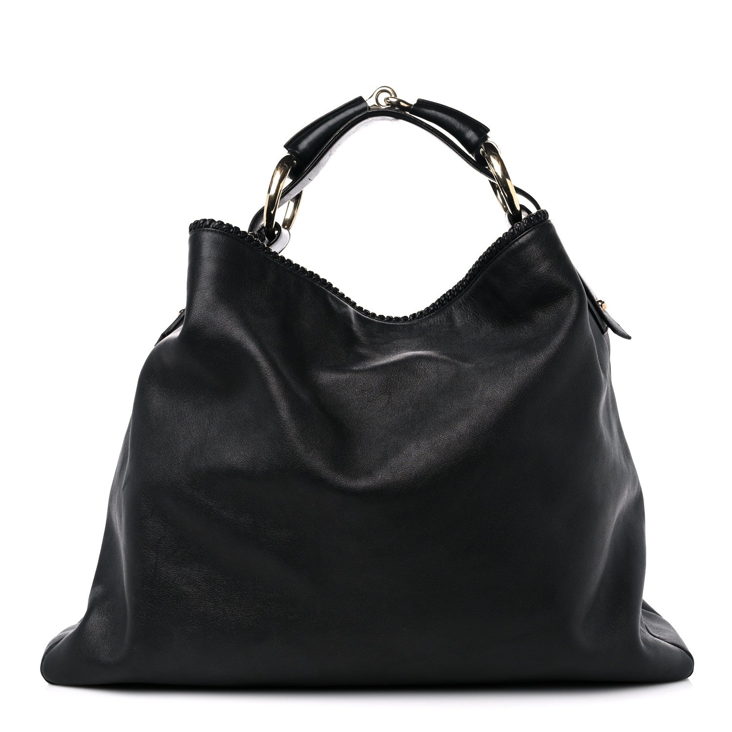 Gucci Calfskin Large Horsebit Chain Hobo Black 1 of 15