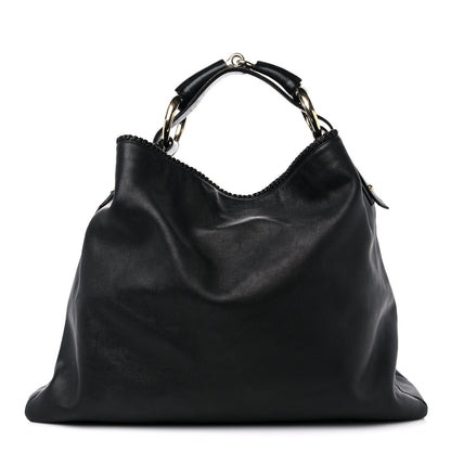 Gucci Calfskin Large Horsebit Chain Hobo Black 1 of 15