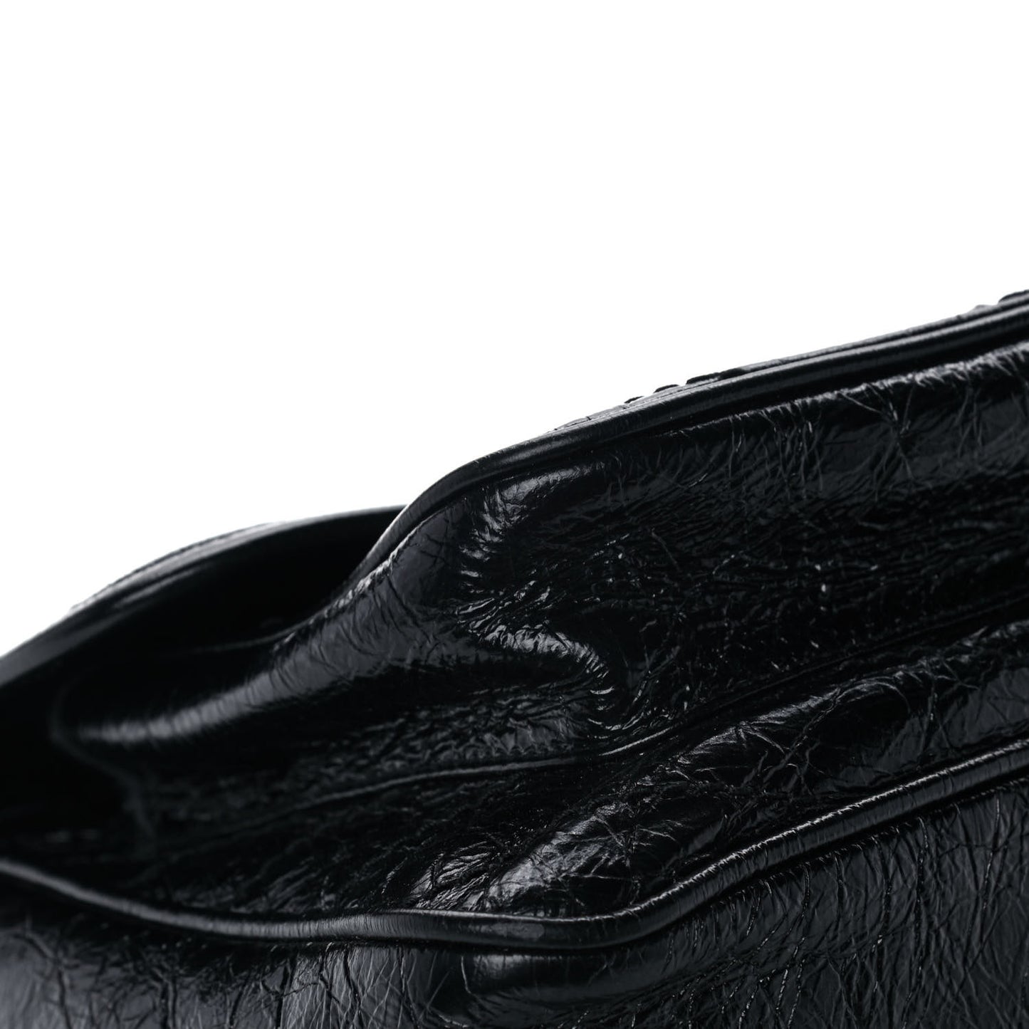 Crinkled Calfskin Matelasse Monogram Medium Niki Chain Satchel Black