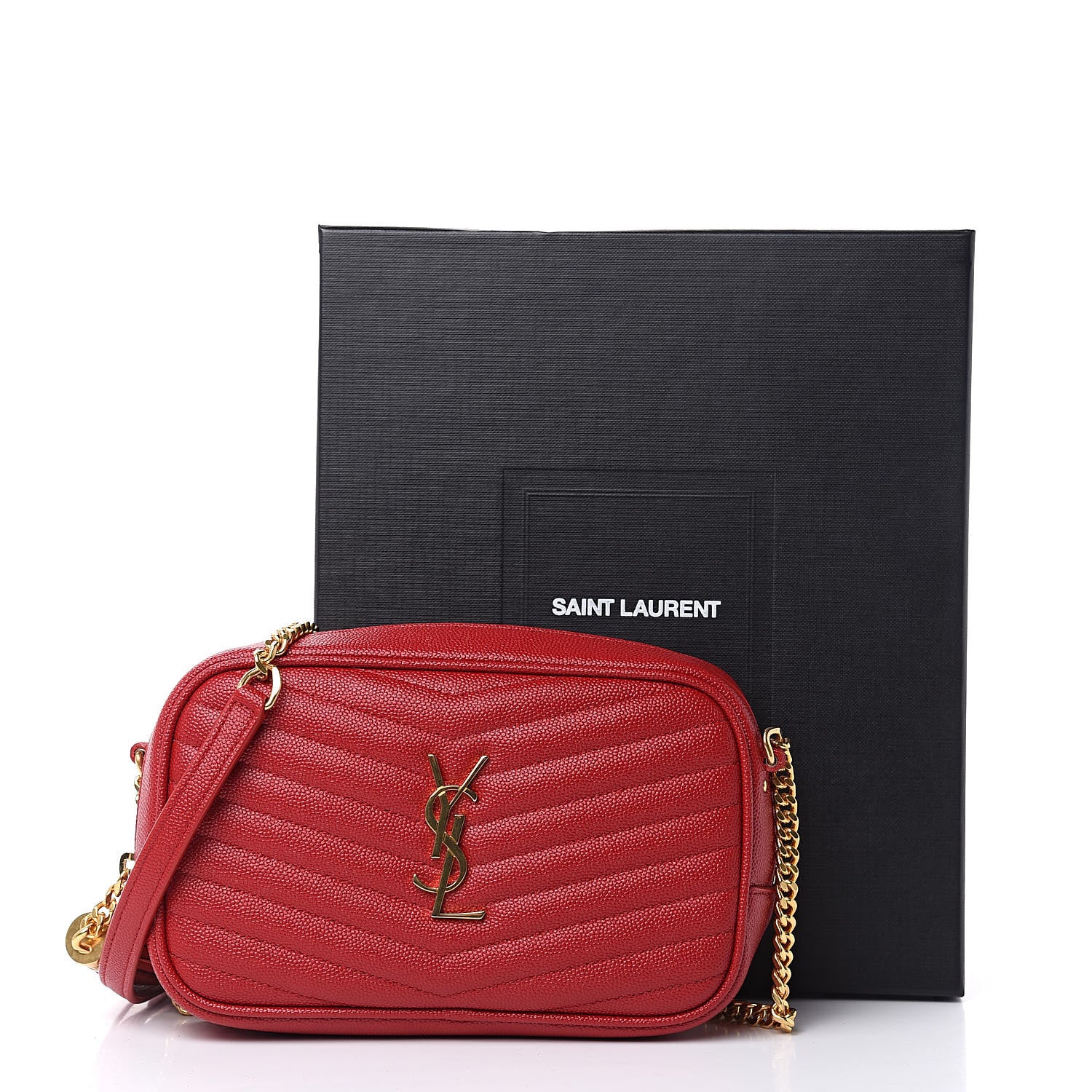 Saint Laurent Grain De Poudre Matelasse Monogram Mini Lou Camera Bag Eros Red 10 of 10