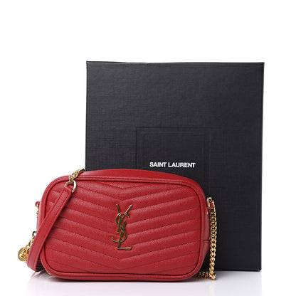 Saint Laurent Grain De Poudre Matelasse Monogram Mini Lou Camera Bag Eros Red 10 of 10