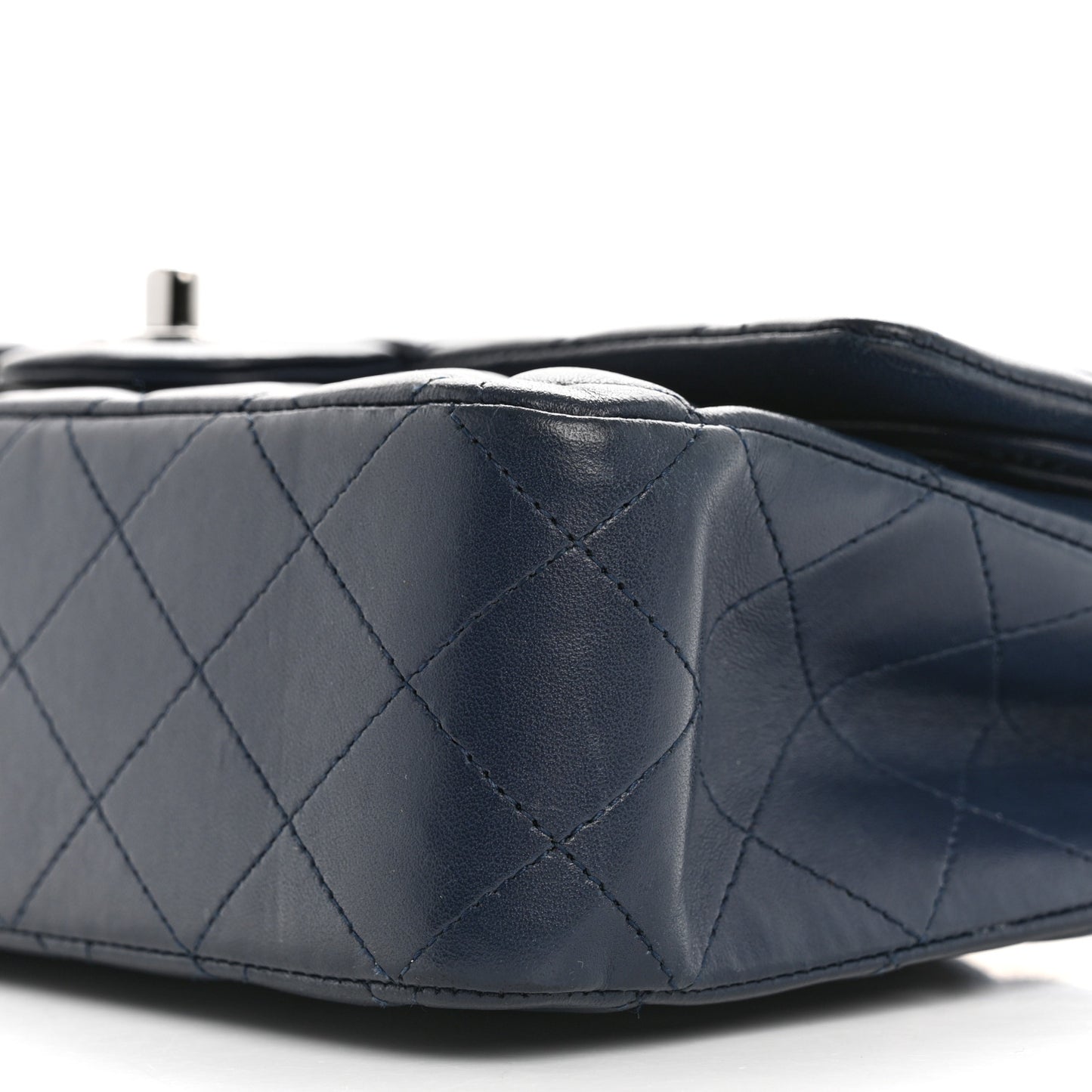 Lambskin Quilted Medium Double Flap Navy