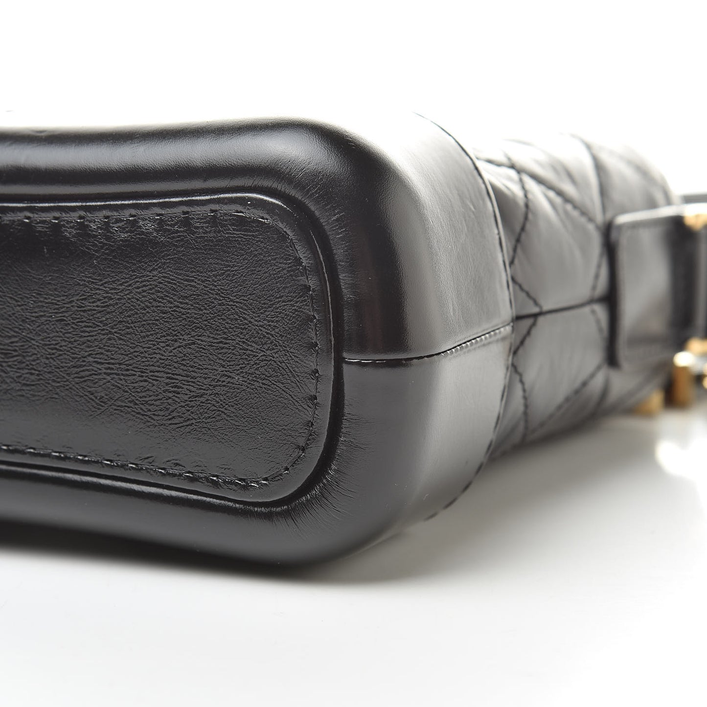 Aged Calfskin Quilted Small Gabrielle Hobo Black