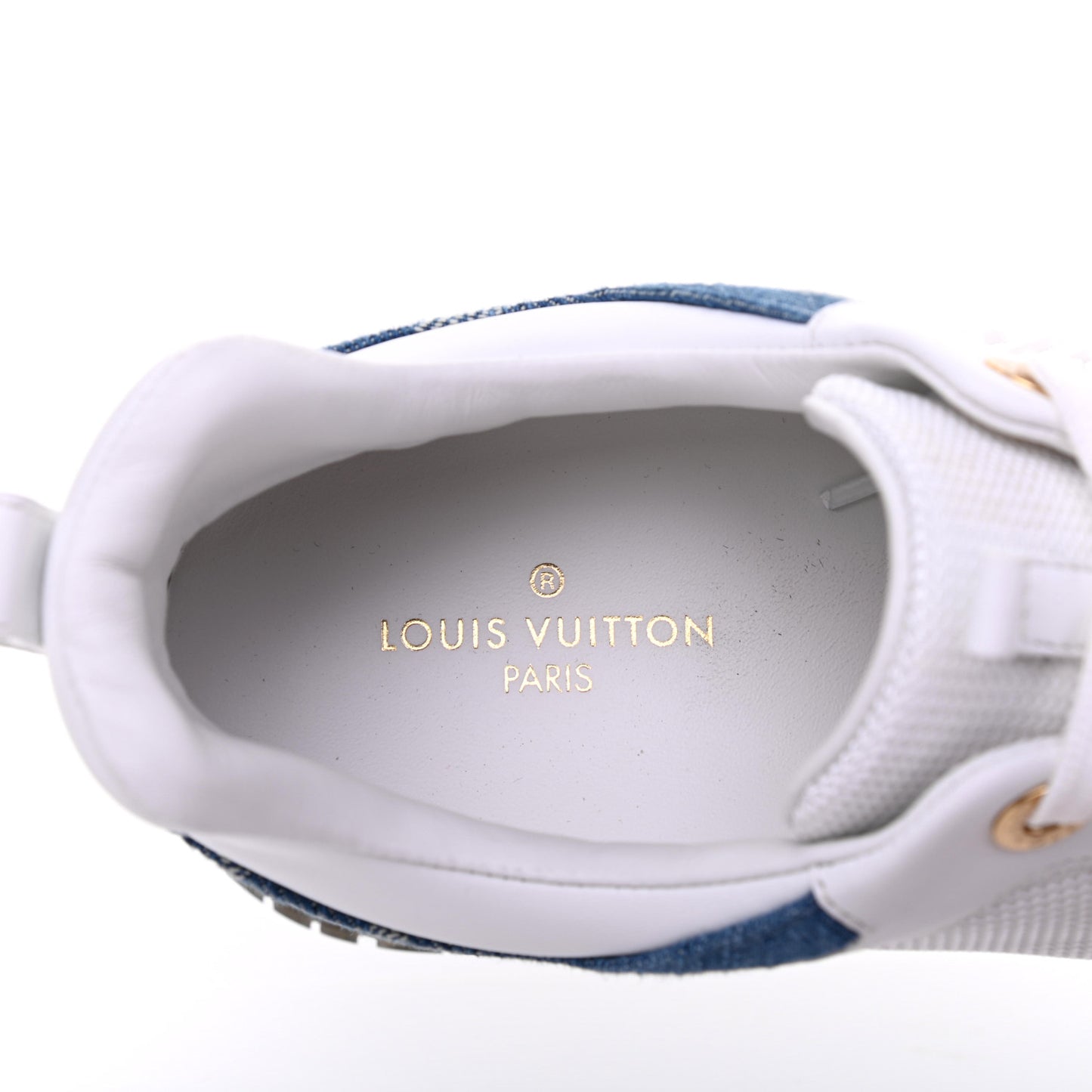 Calfskin Monogram Denim Run Away Sneakers 38 White