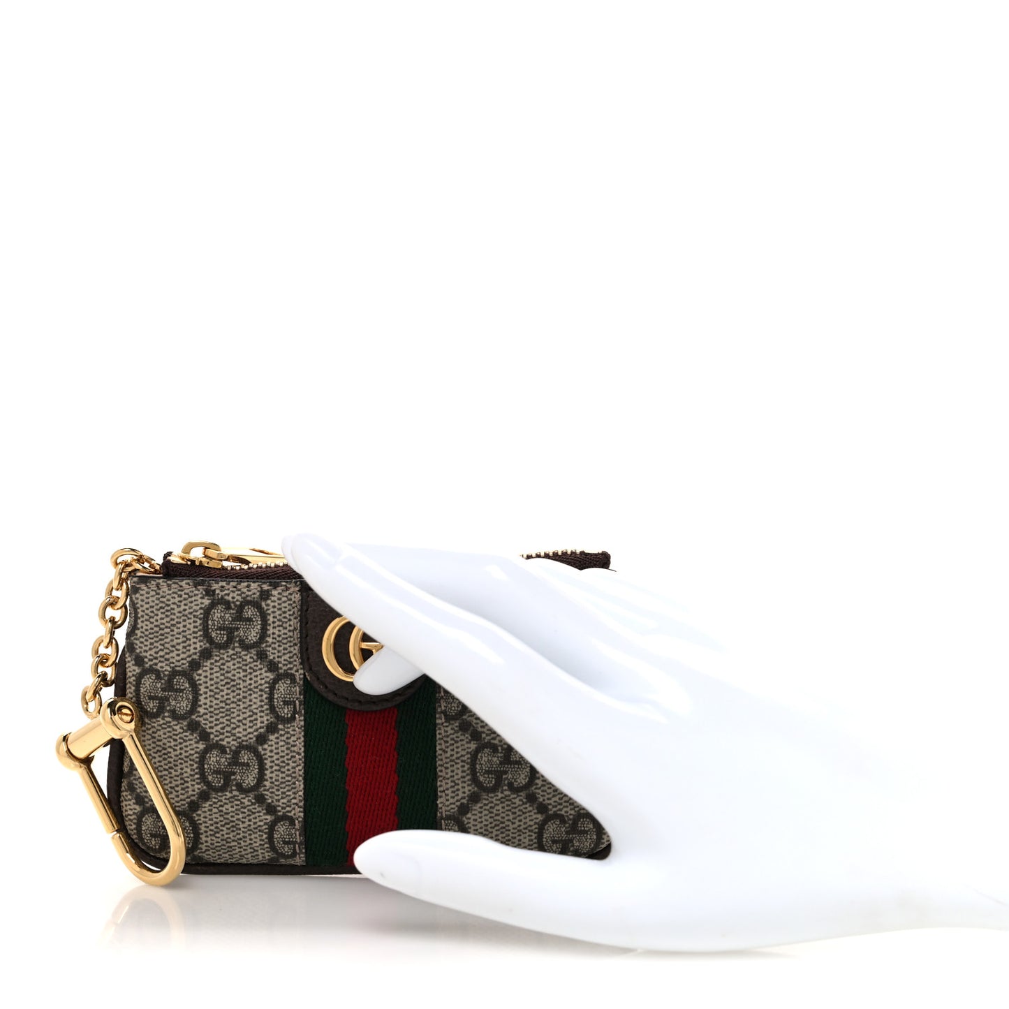 GG Supreme Monogram Web Ophidia Key Case Beige New Acero