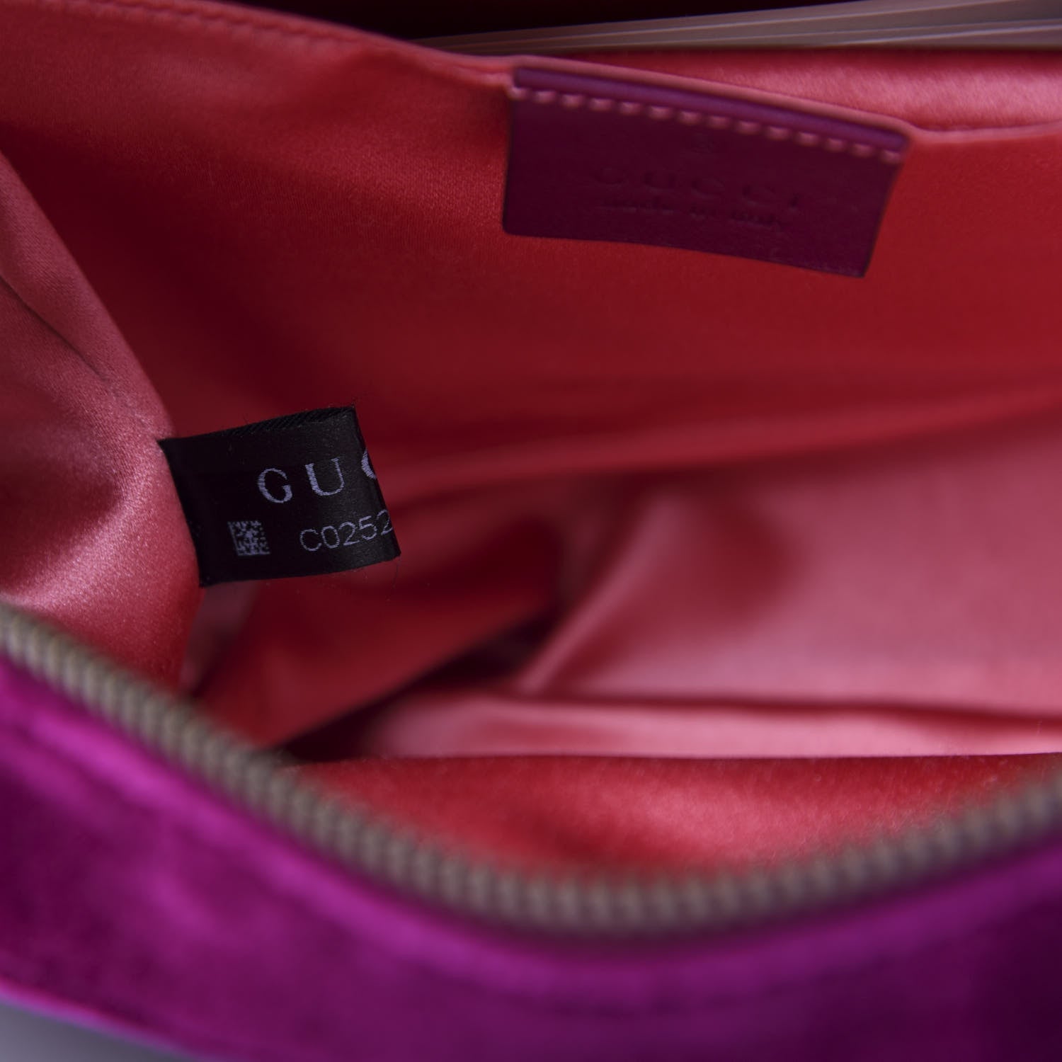 Gucci Velvet Matelasse Small GG Marmont Chain Shoulder Bag Fuchsia Violet Cyclamen 10 of 11