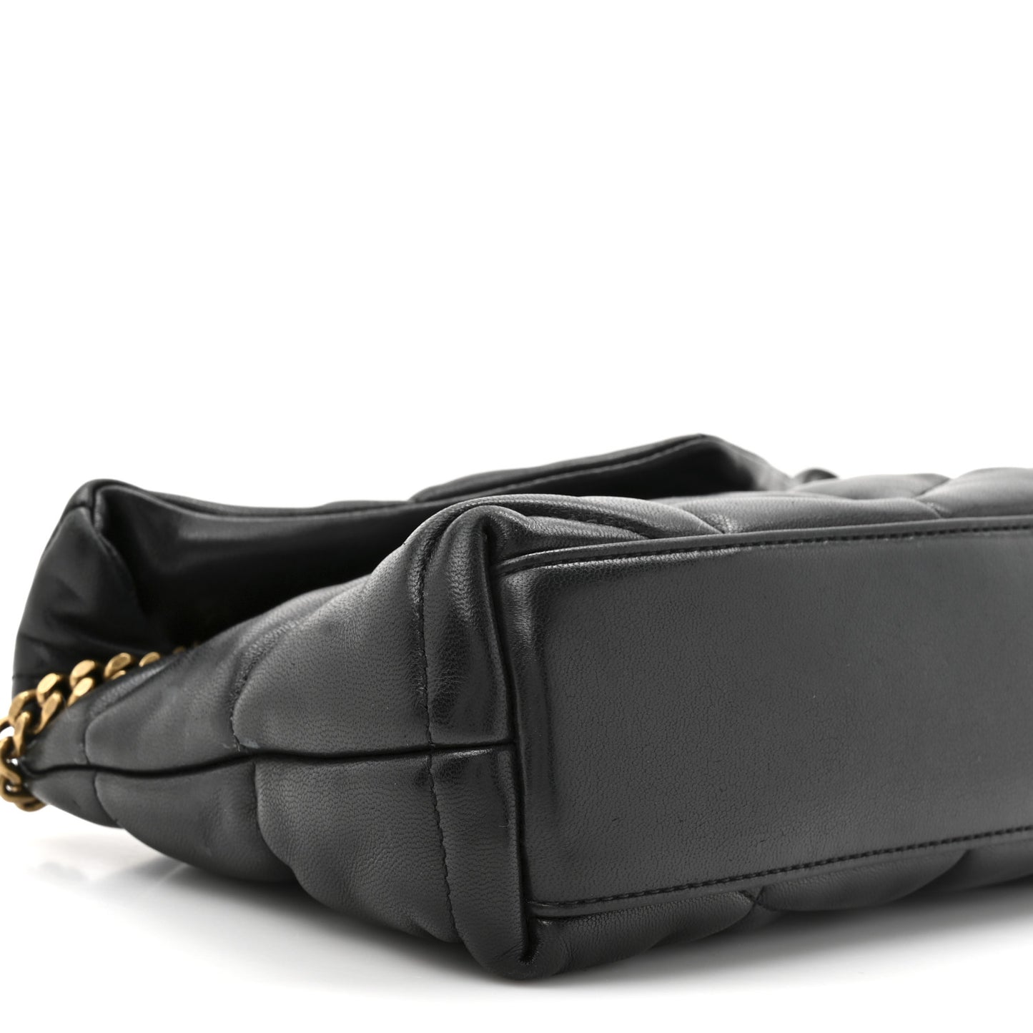 Lambskin Quilted Toy Loulou Puffer Monogram Chain Satchel Black