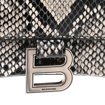 Balenciaga Calfskin Snake Effect Small Hourglass Top Handle Bag Black White 13 of 13