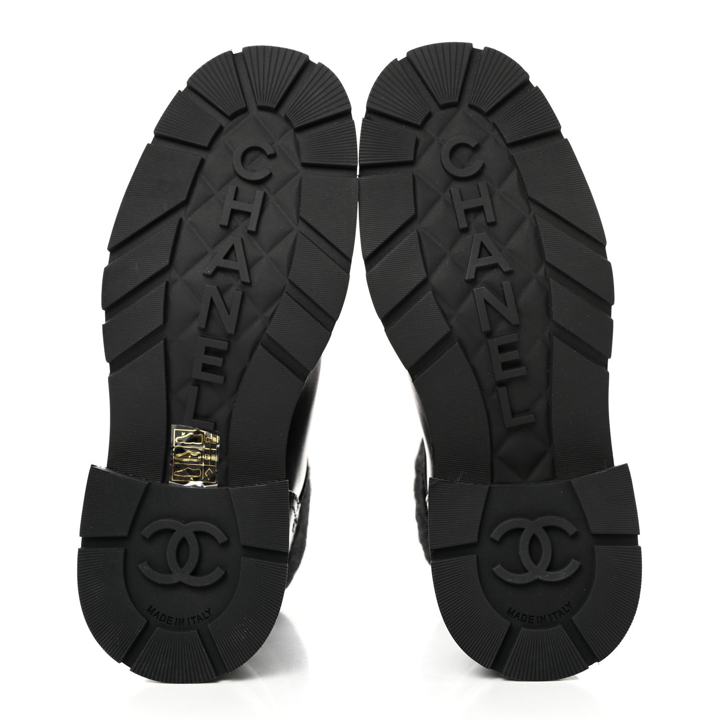 Calfskin Knit CC Short Boots 36.5 Black