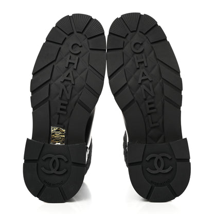 Chanel Calfskin Knit CC Short Boots 36.5 Black 5 of 9