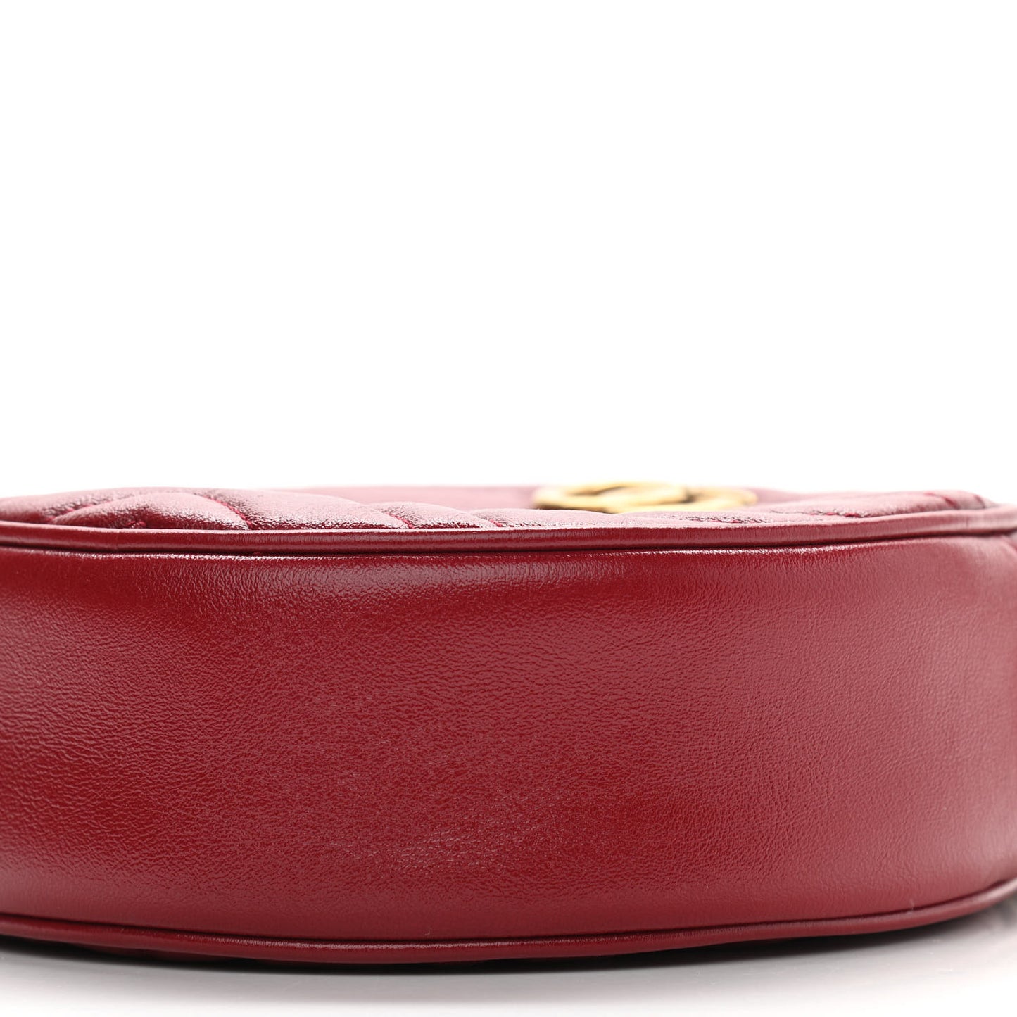 Glazed Calfskin Matelasse Heart Mini GG Marmont Round Shoulder Bag Romantic Cerise