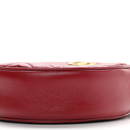 Gucci Glazed Calfskin Matelasse Heart Mini GG Marmont Round Shoulder Bag Romantic Cerise 10 of 10