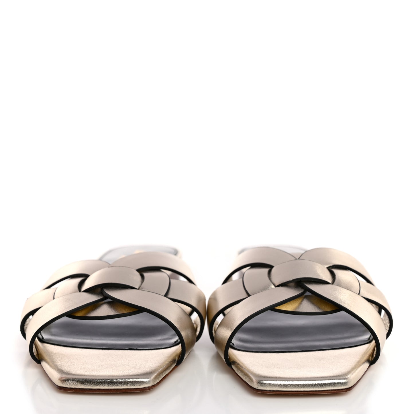 Metallic Calfskin Nu Pied 05 Slide Sandals 35.5 Platino