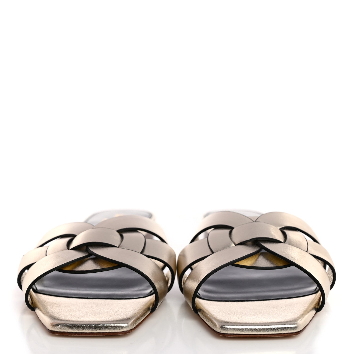 Saint Laurent Metallic Calfskin Nu Pied 05 Slide Sandals 35.5 Platino 2 of 9