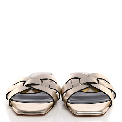 Saint Laurent Metallic Calfskin Nu Pied 05 Slide Sandals 35.5 Platino 2 of 9