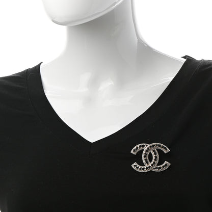 Chanel Lambskin Crystal CC Chain Brooch Black Gold 2 of 5