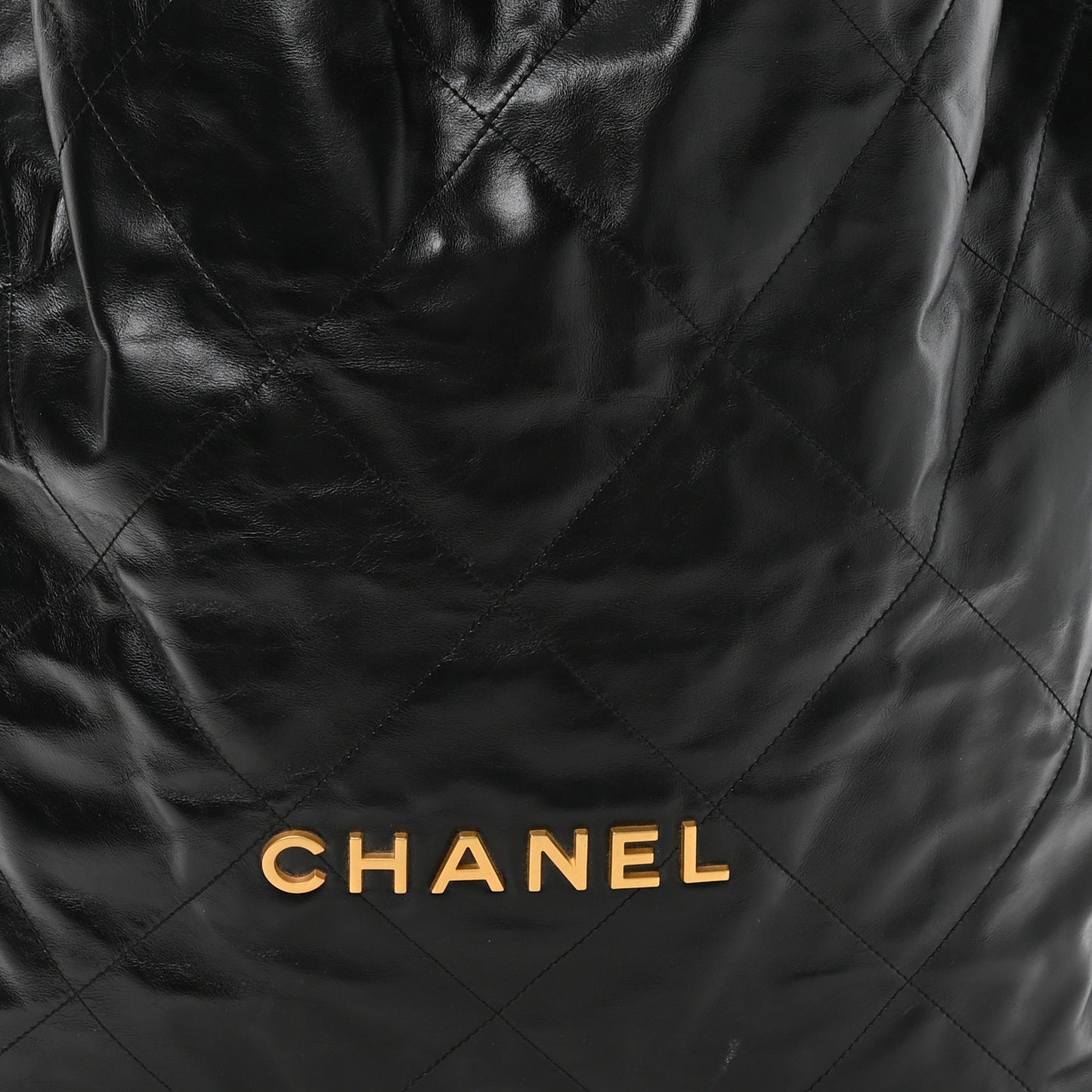 Shiny Calfskin Quilted Large Chanel 22 Black