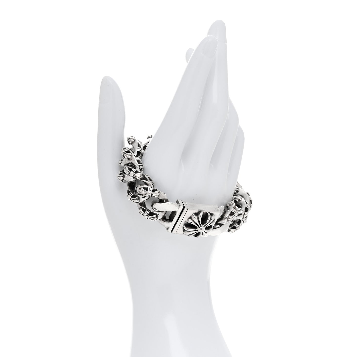 Sterling Silver Maltese Cross Link Bracelet