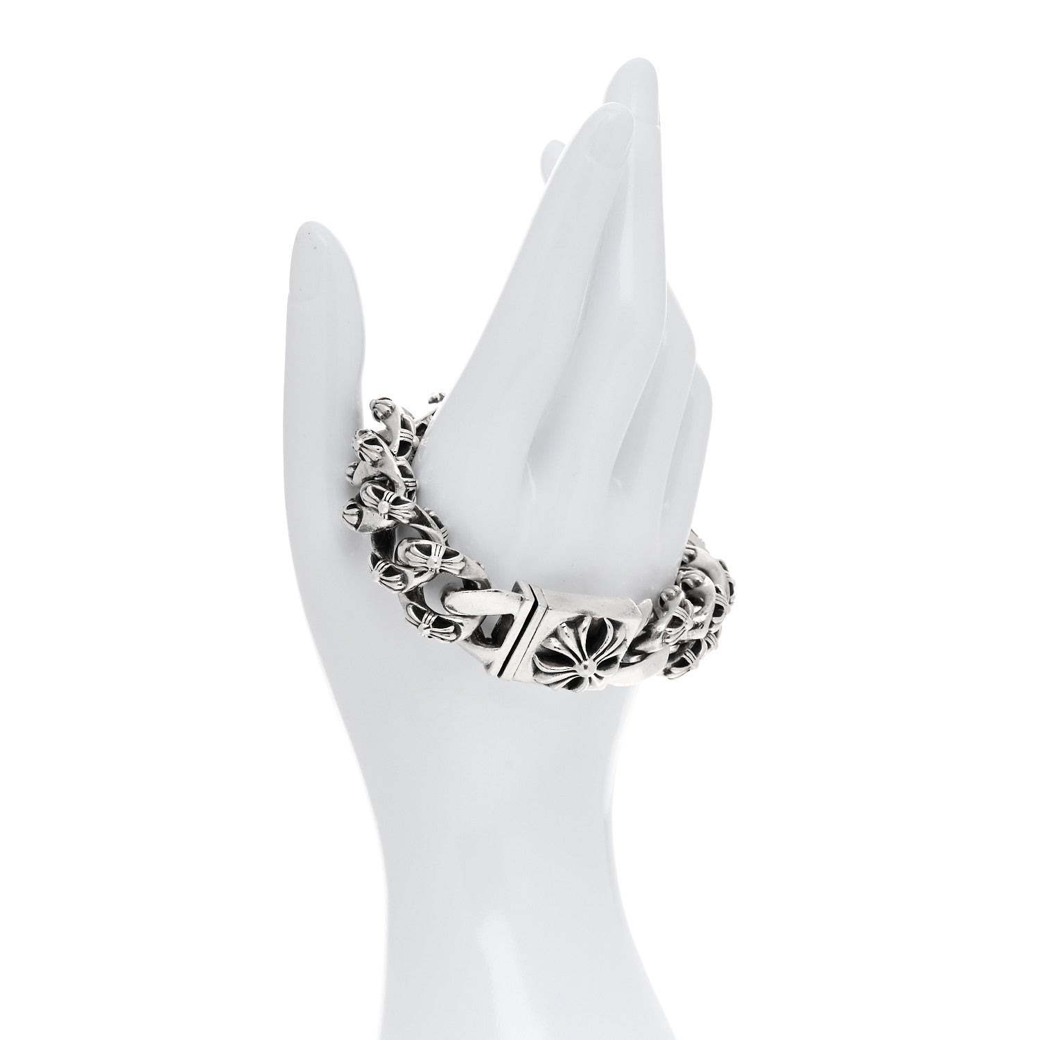 Chrome Hearts Sterling Silver Maltese Cross Link Bracelet 2 of 5