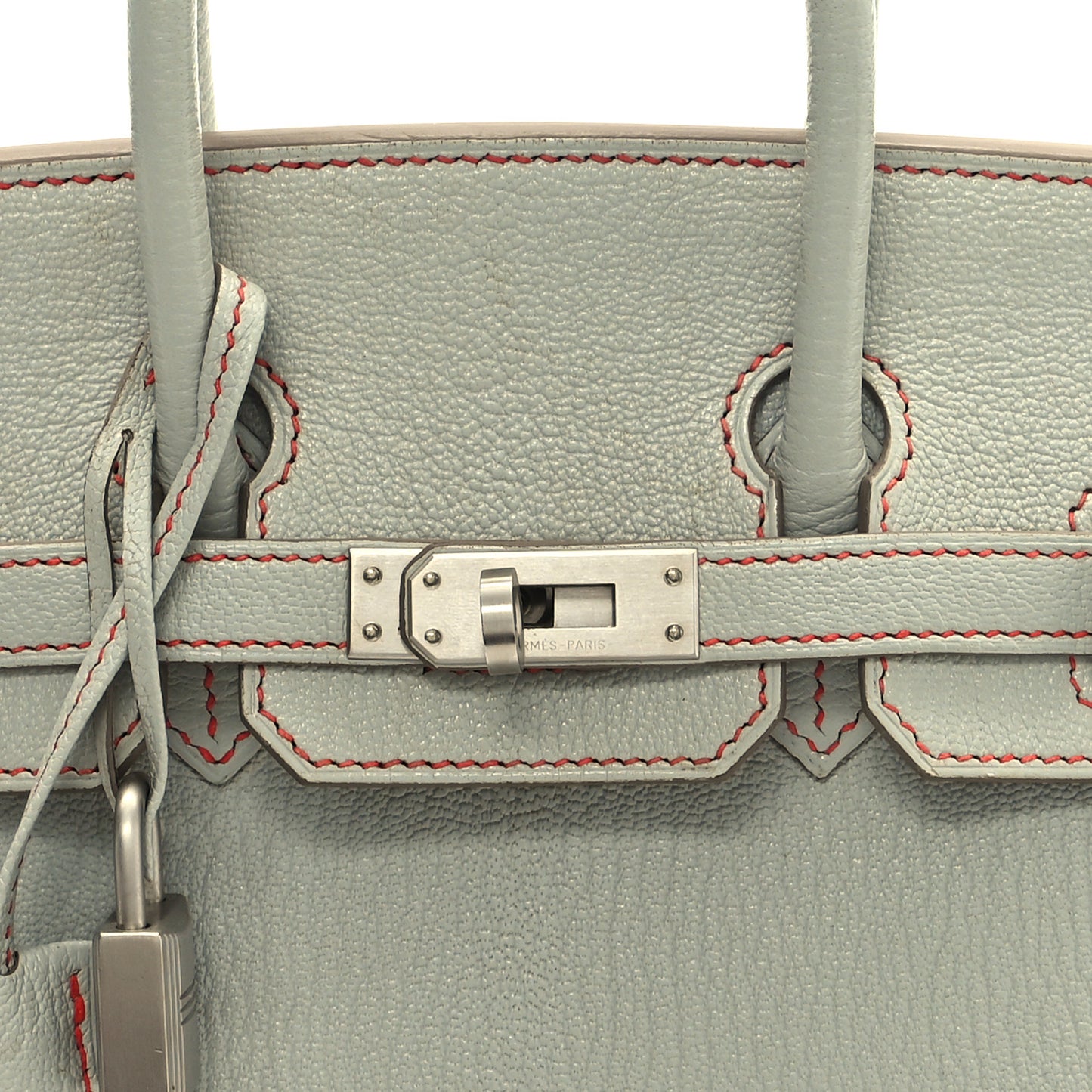 Chevre Mysore Horseshoe Birkin 25 Gris Perle Orange Poppy
