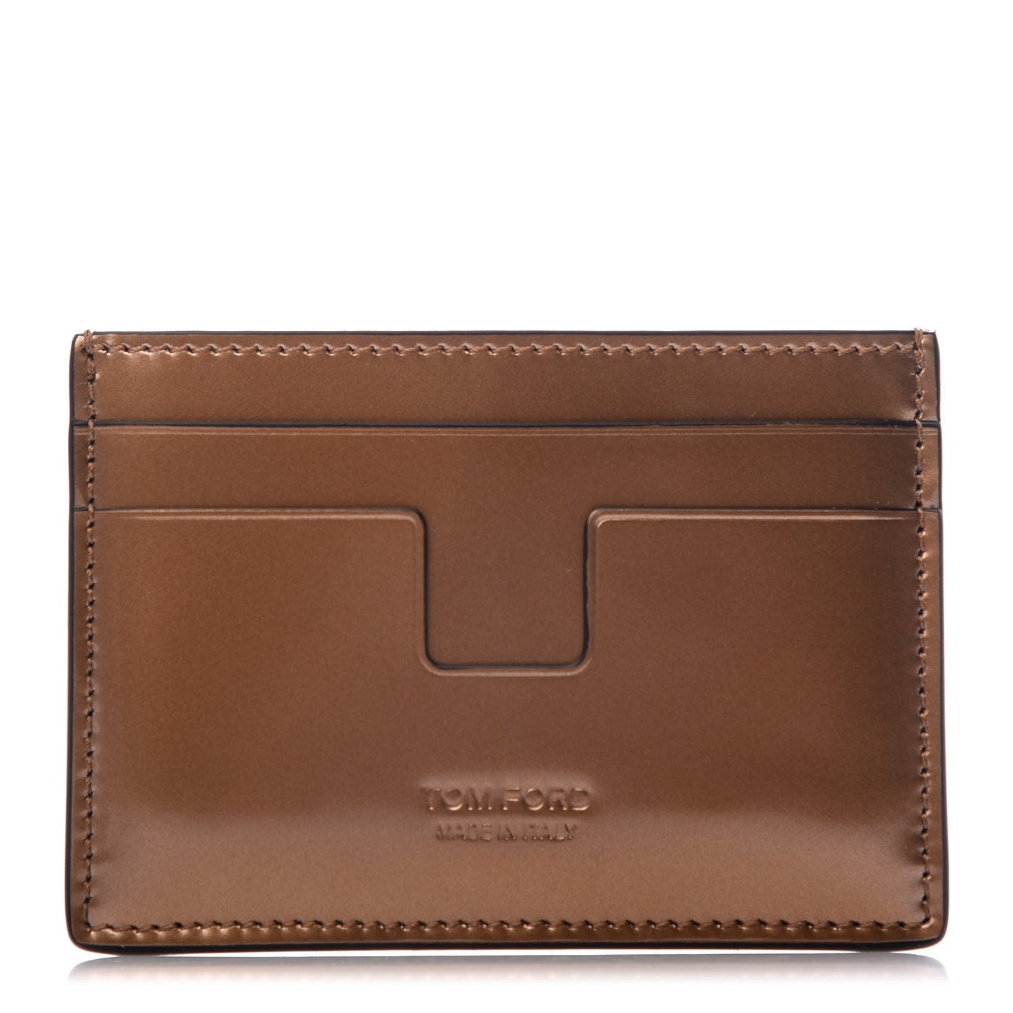 Metallic Calfskin Card Holder Gold