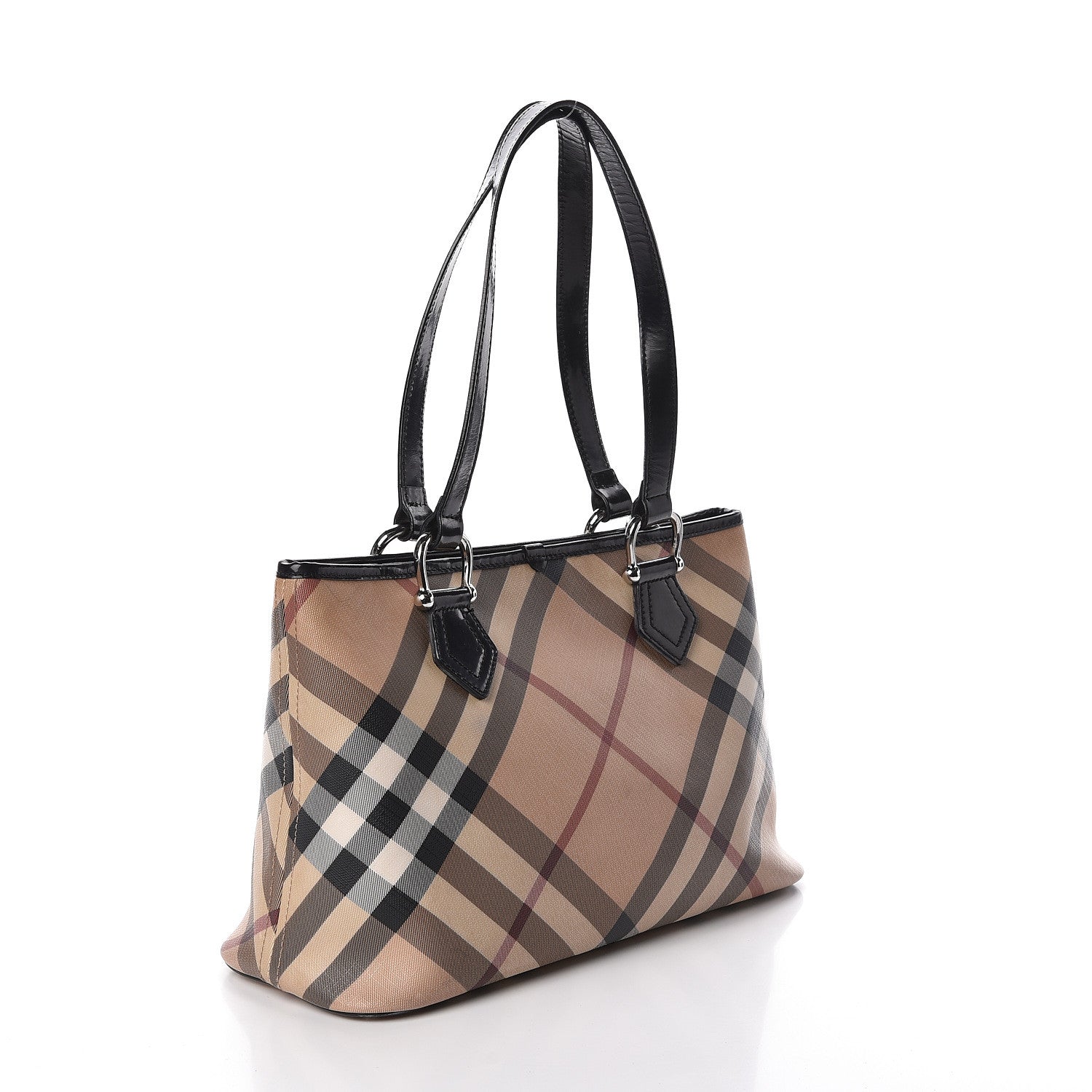 Burberry Patent Trim Nova Check Shopper Tote Black 3 of 10