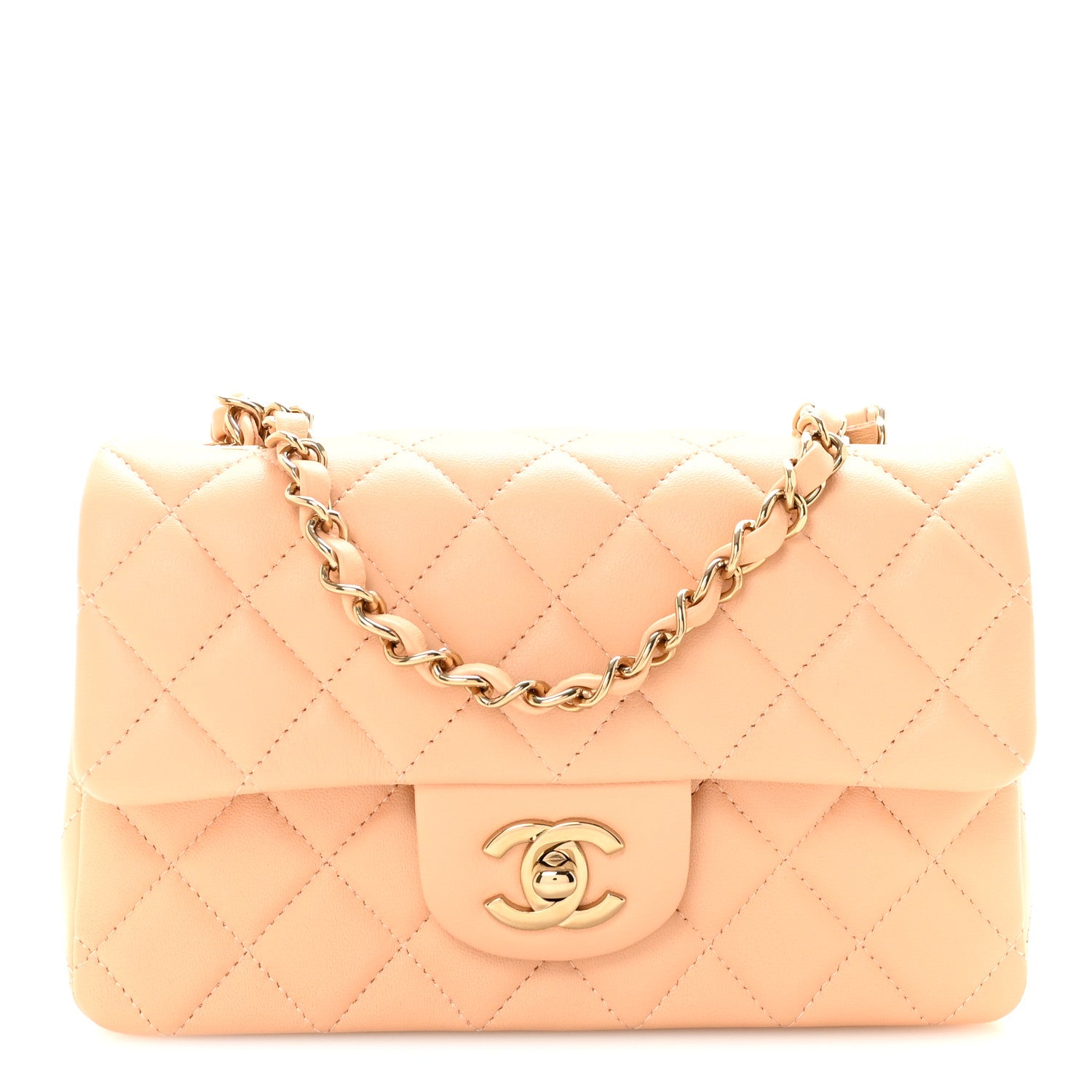 Chanel Lambskin Quilted Mini Rectangular Flap Beige 1 of 11