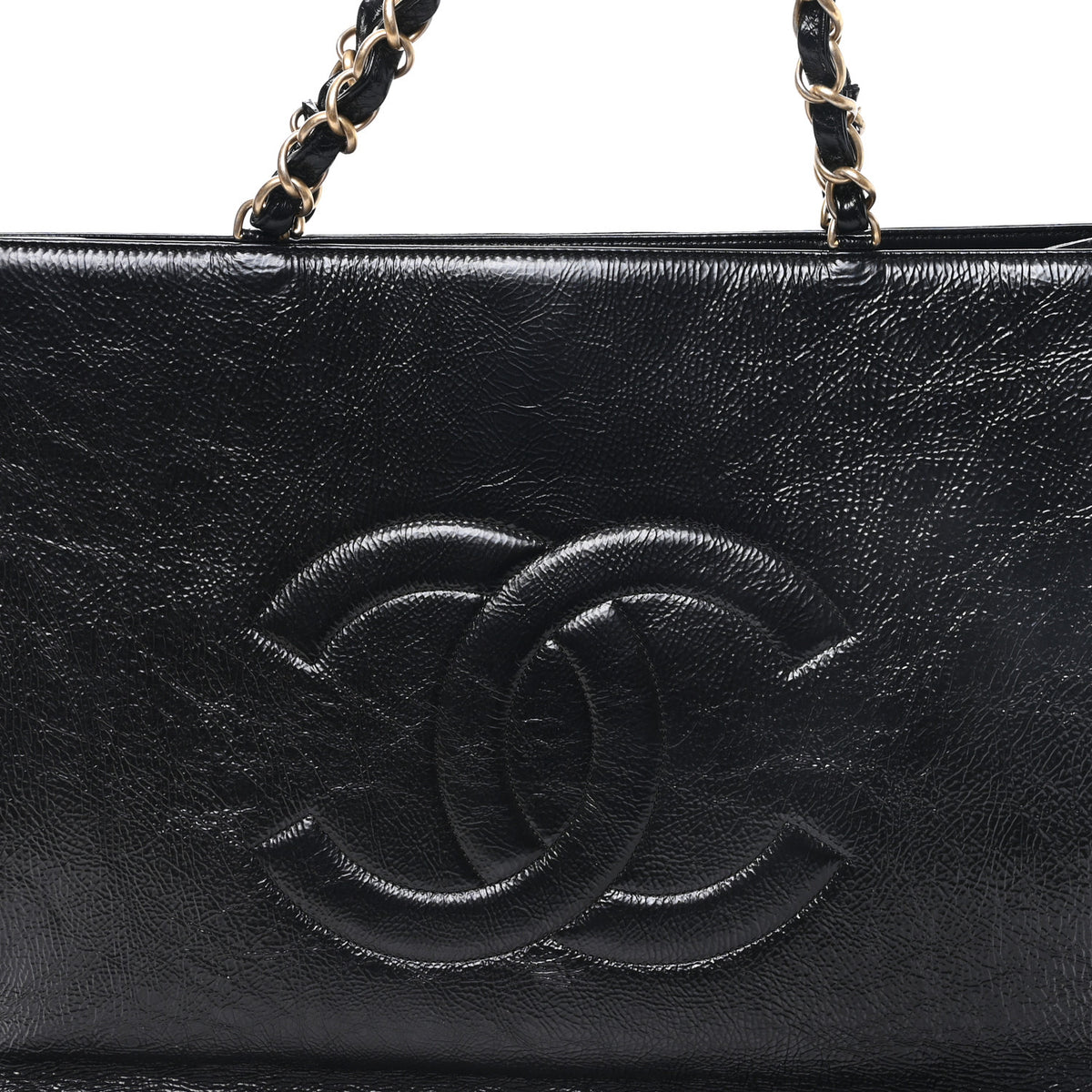 Chanel Glazed Aged Calfskin CC Tote Black 8 of 10