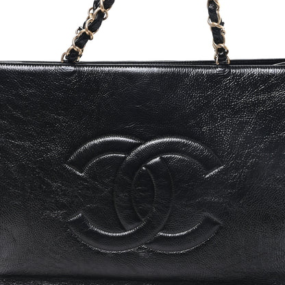 Chanel Glazed Aged Calfskin CC Tote Black 8 of 10