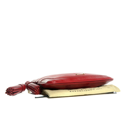 Burberry Pebbled Leather Slim Peyton Crossbody Clutch Bag Military Red 4 of 11