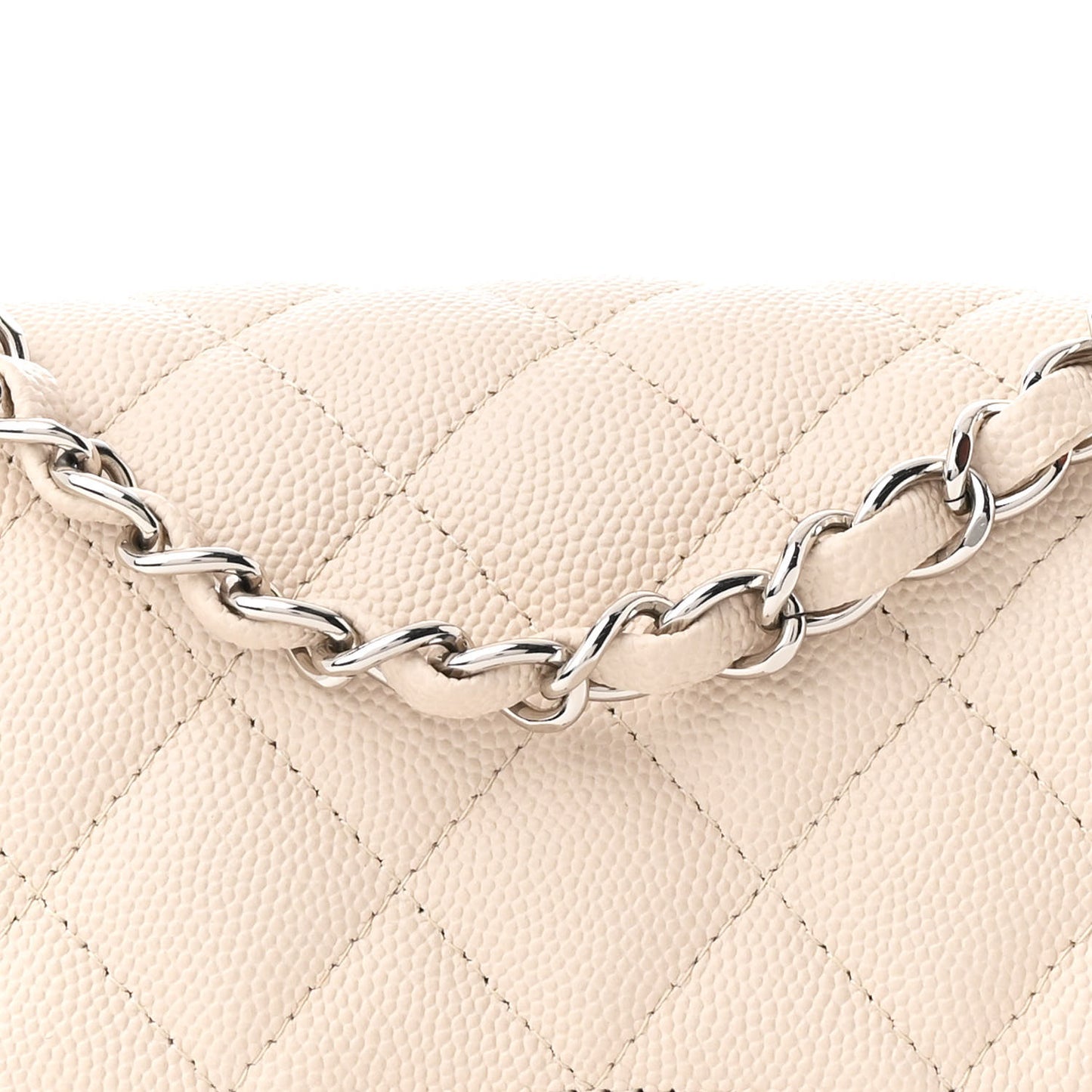 Caviar Quilted Mini Rectangular Flap Light Beige