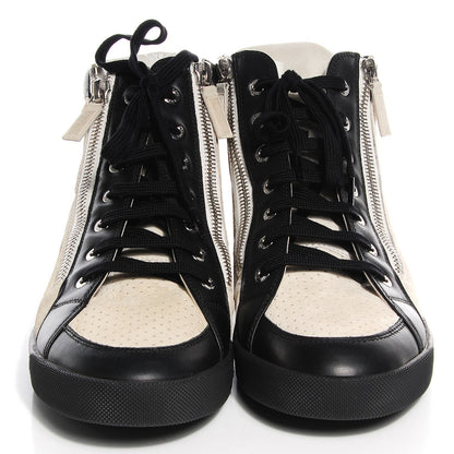 Chanel Calfskin Suede Zipped Sneakers Beige Clair Black 41 2 of 8