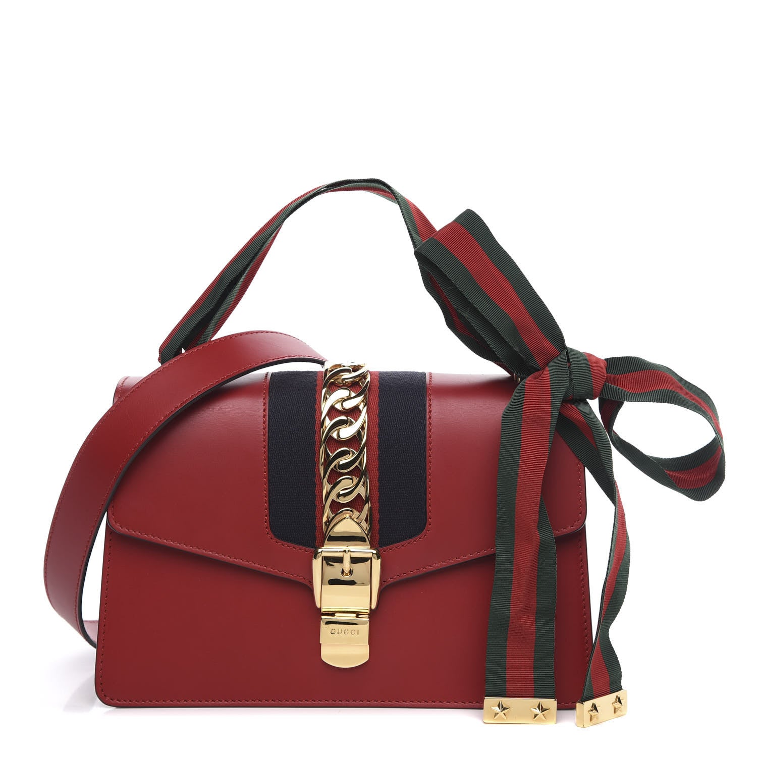 Gucci Calfskin Small Sylvie Shoulder Bag Hibiscus Red 1 of 11