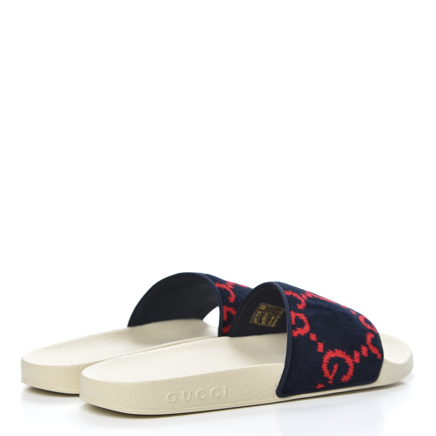 Gucci Terry Cloth GG Monogram Slide Sandals 38 Blue Red 4 of 8