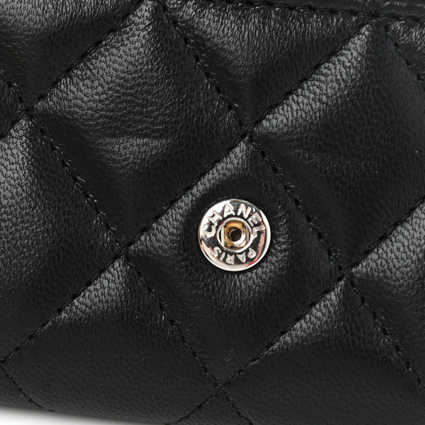 Lambskin Quilted Flap Card Holder Wallet Black