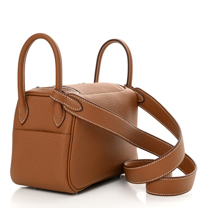 Hermes Taurillon Clemence Mini Lindy 20 Gold 3 of 11