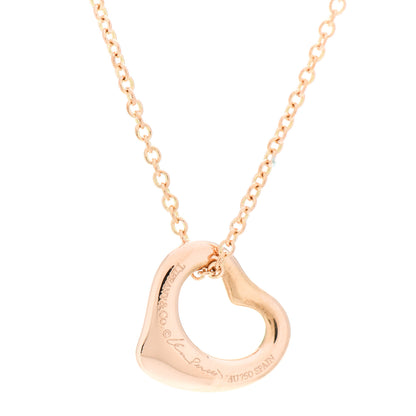 Tiffany 18K Rose Gold 11mm Elsa Peretti Open Heart Pendant Necklace 3 of 3
