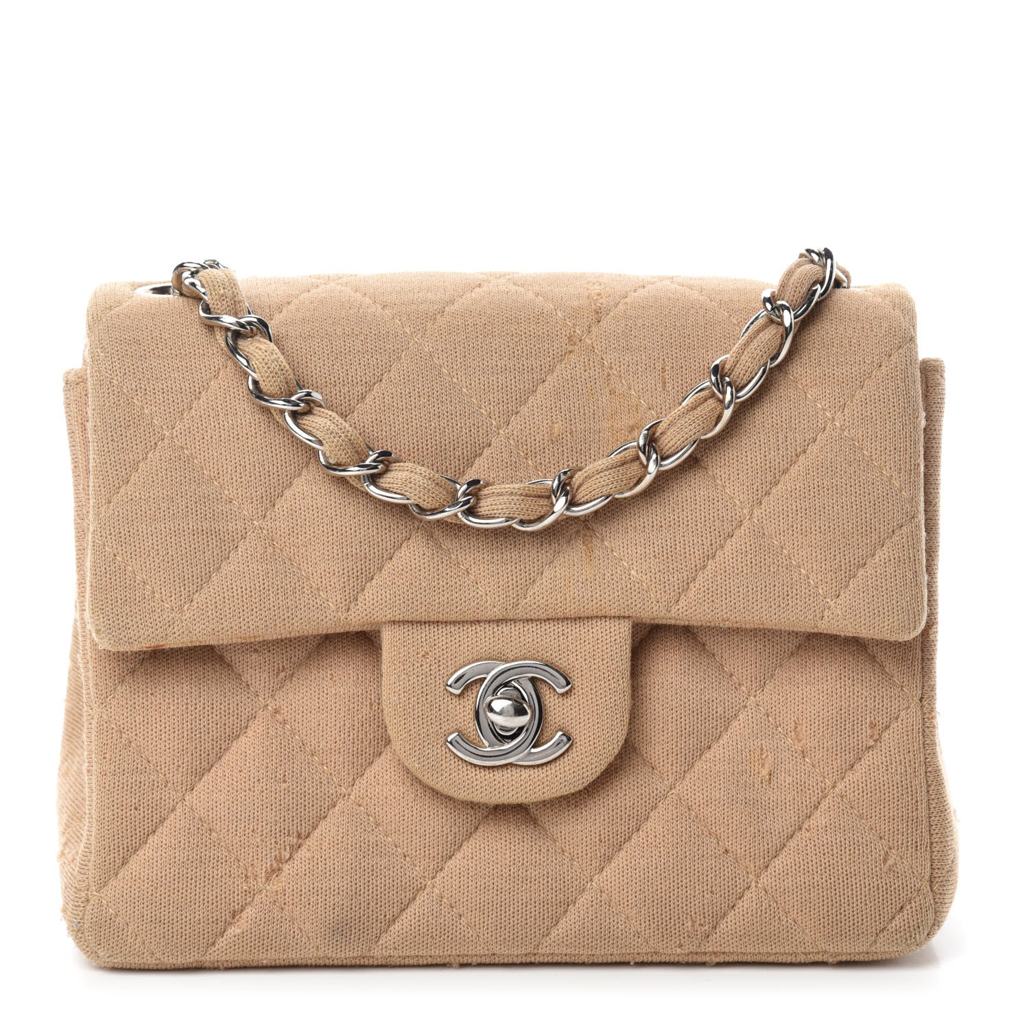 Chanel Jersey Quilted Mini Square Flap Beige 1 of 13