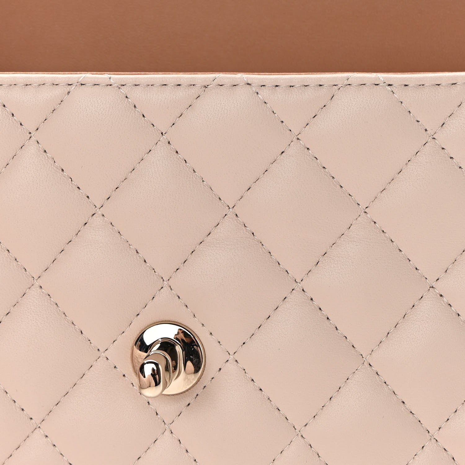 Chanel Lambskin Quilted Bi-Color Mini Top Handle Rectangular Flap Ecru Dark Beige 11 of 12