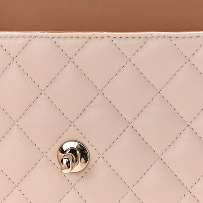 Chanel Lambskin Quilted Bi-Color Mini Top Handle Rectangular Flap Ecru Dark Beige 11 of 12