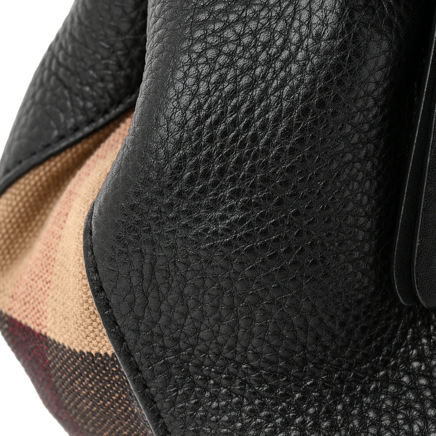 Burberry Grainy Calfskin House Check Small Maidstone Black 12 of 16