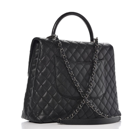 Chanel Caviar Lizard Quilted Large Coco Handle Flap Black 2 of 14