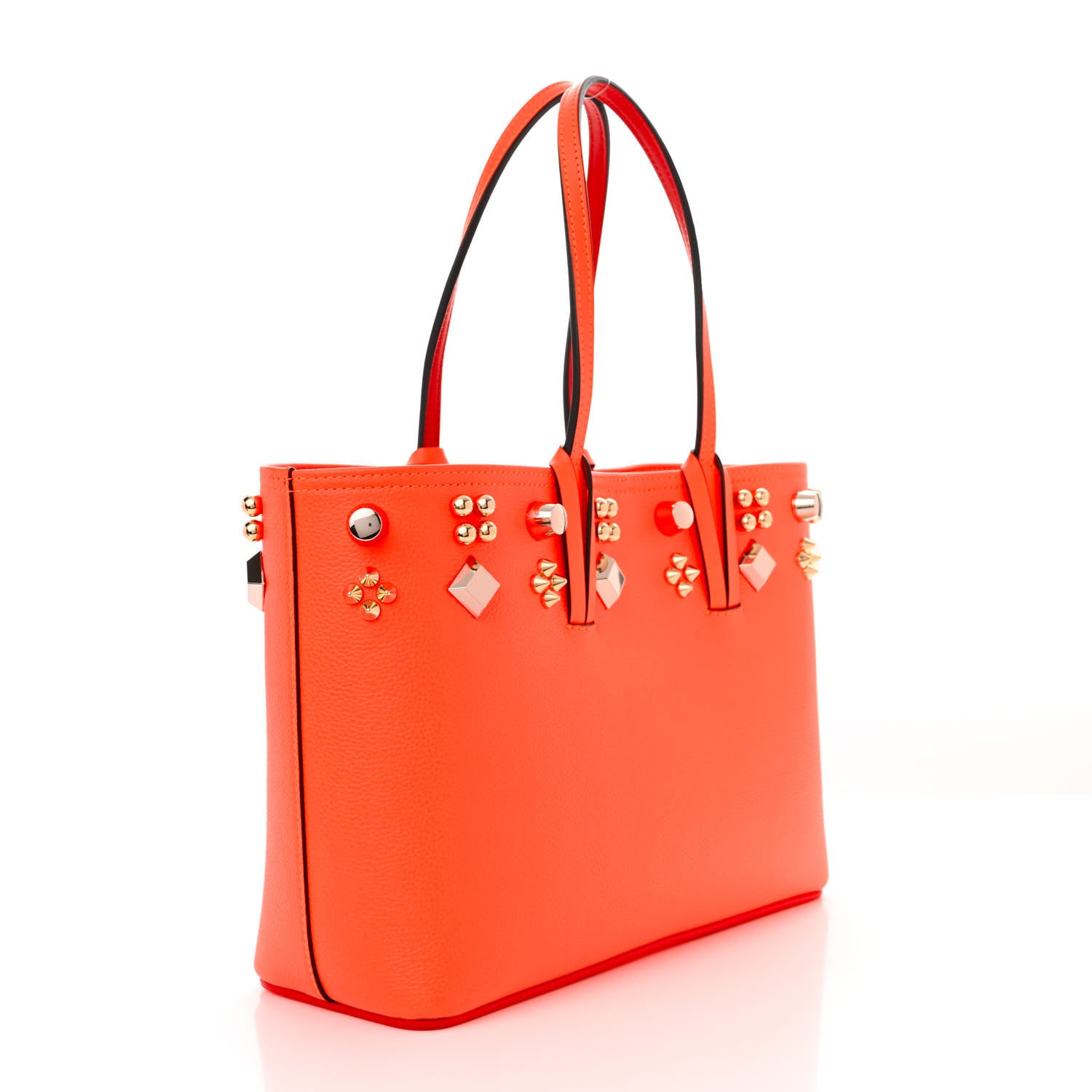 Christian Louboutin Calfskin Empire Spike Studded East West Cabata Tote Sunrise Multicolor 4 of 11