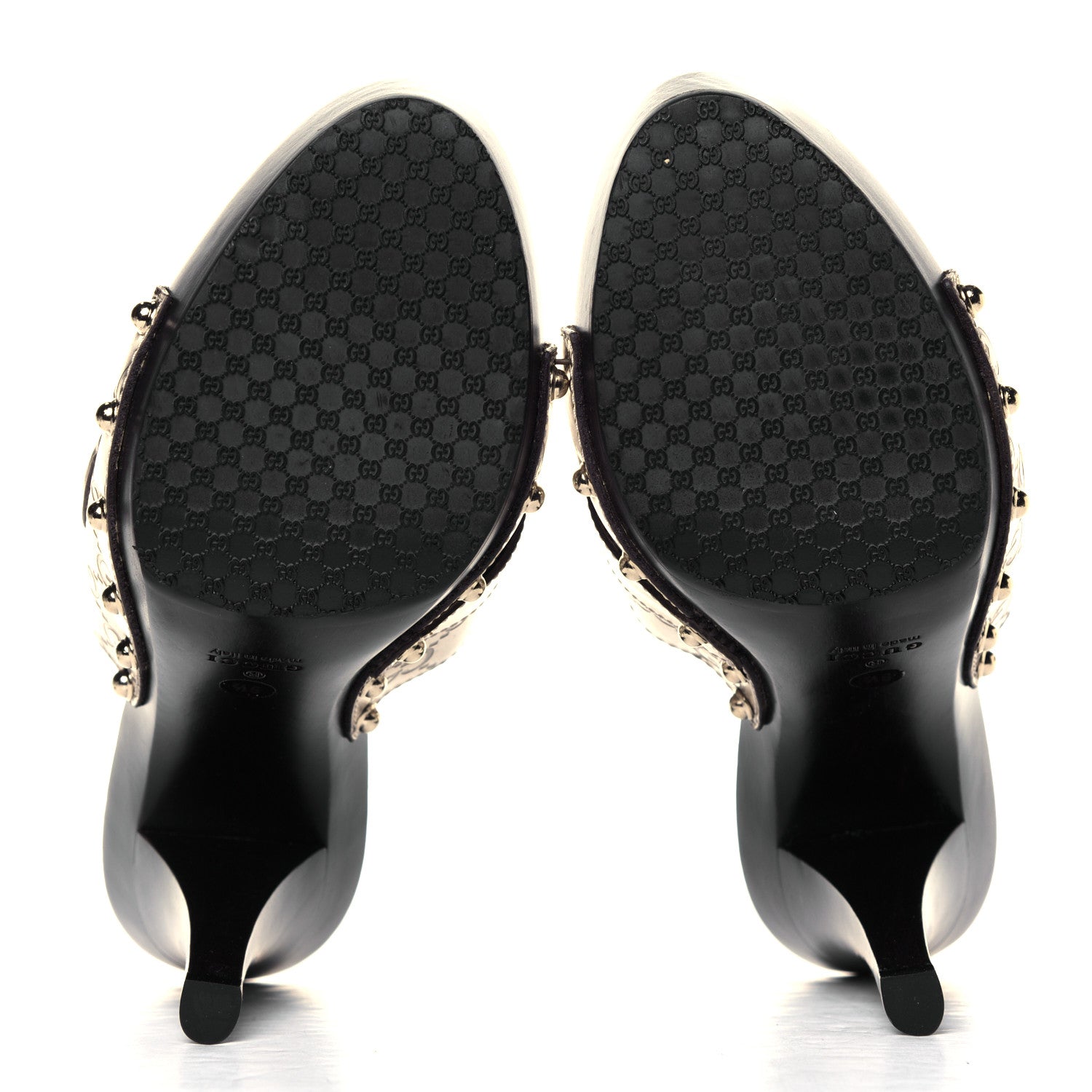 Gucci Metallic Guccissima Icon Bit Platform Clog High Heel Slide Sandals 9.5 Platinum 5 of 6
