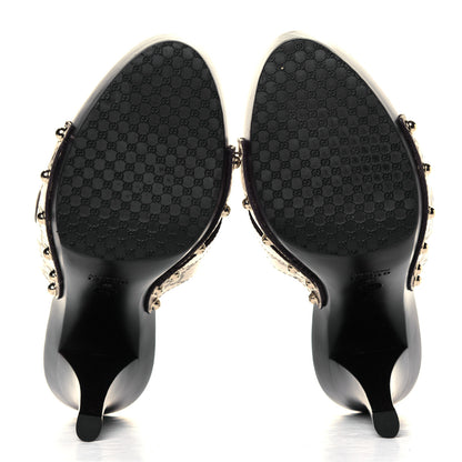 Gucci Metallic Guccissima Icon Bit Platform Clog High Heel Slide Sandals 9.5 Platinum 5 of 6