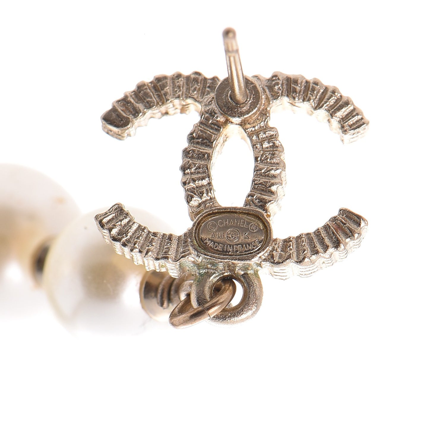Pearl CC Drop Earrings Gold